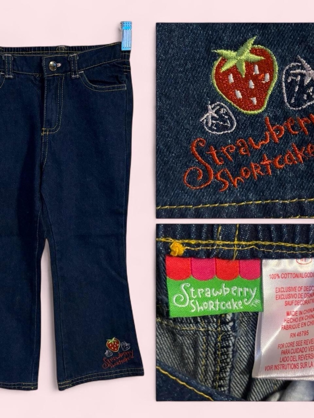 Girls' Vintage Strawberry Shortcake Dark Blue Jeans ❤️🍓